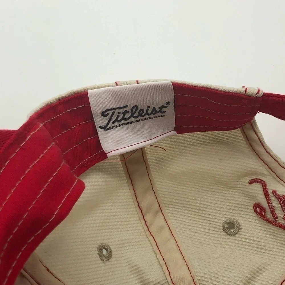 Titleist Hat Golf Adjustable Strapback Red White Outdoor Lightweight